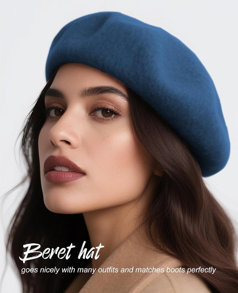 Sumolux Women Beret Hat Wool Vintage French Solid Color Classic Winter Cap - Image 5